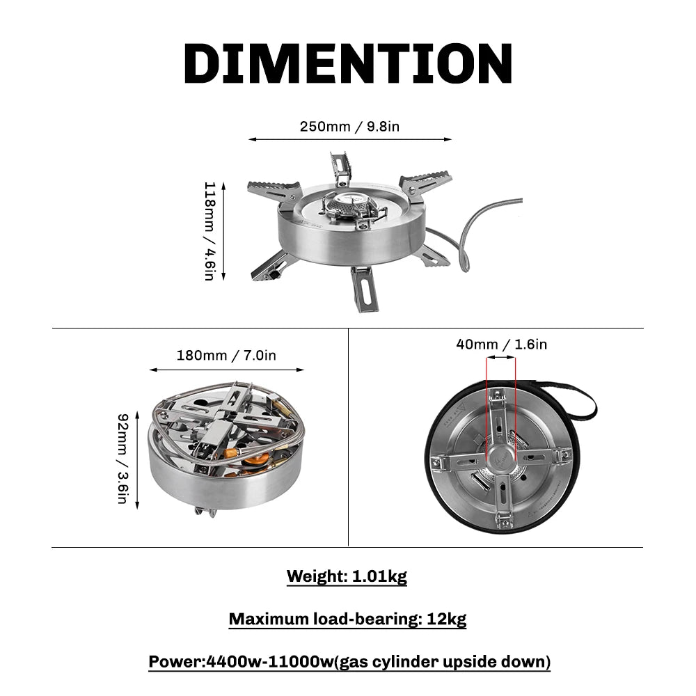 4400W Outdoor Split Gas Burner with Double Preheat System and Carry Case