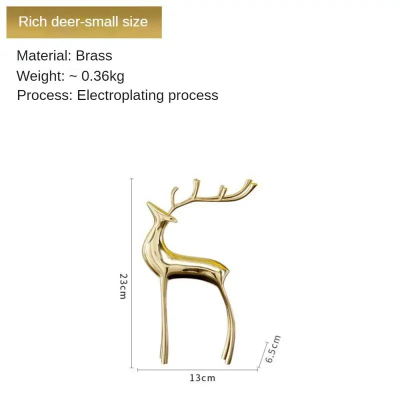 Light Luxury Copper Elk Figurine – Desktop Decoration Gift