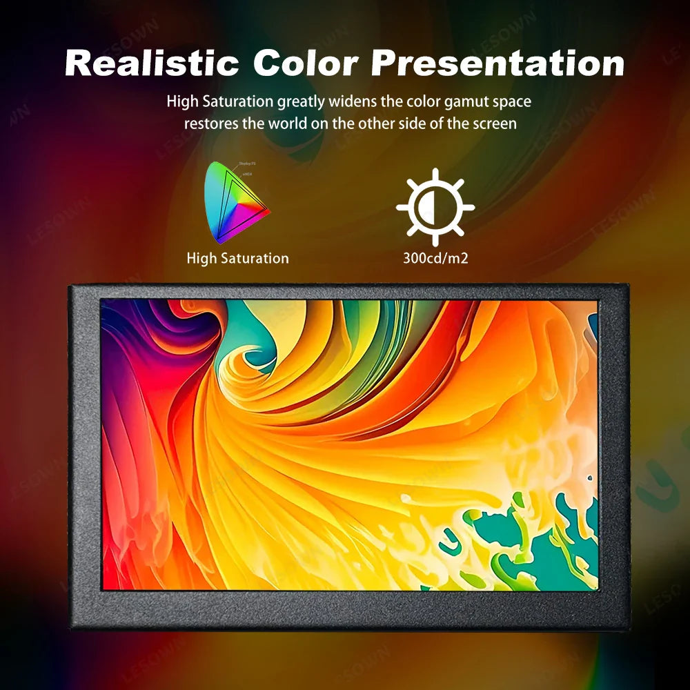 Black with Support IPS Portable Monitor 800×480 HDMI Display for Raspberry Pi