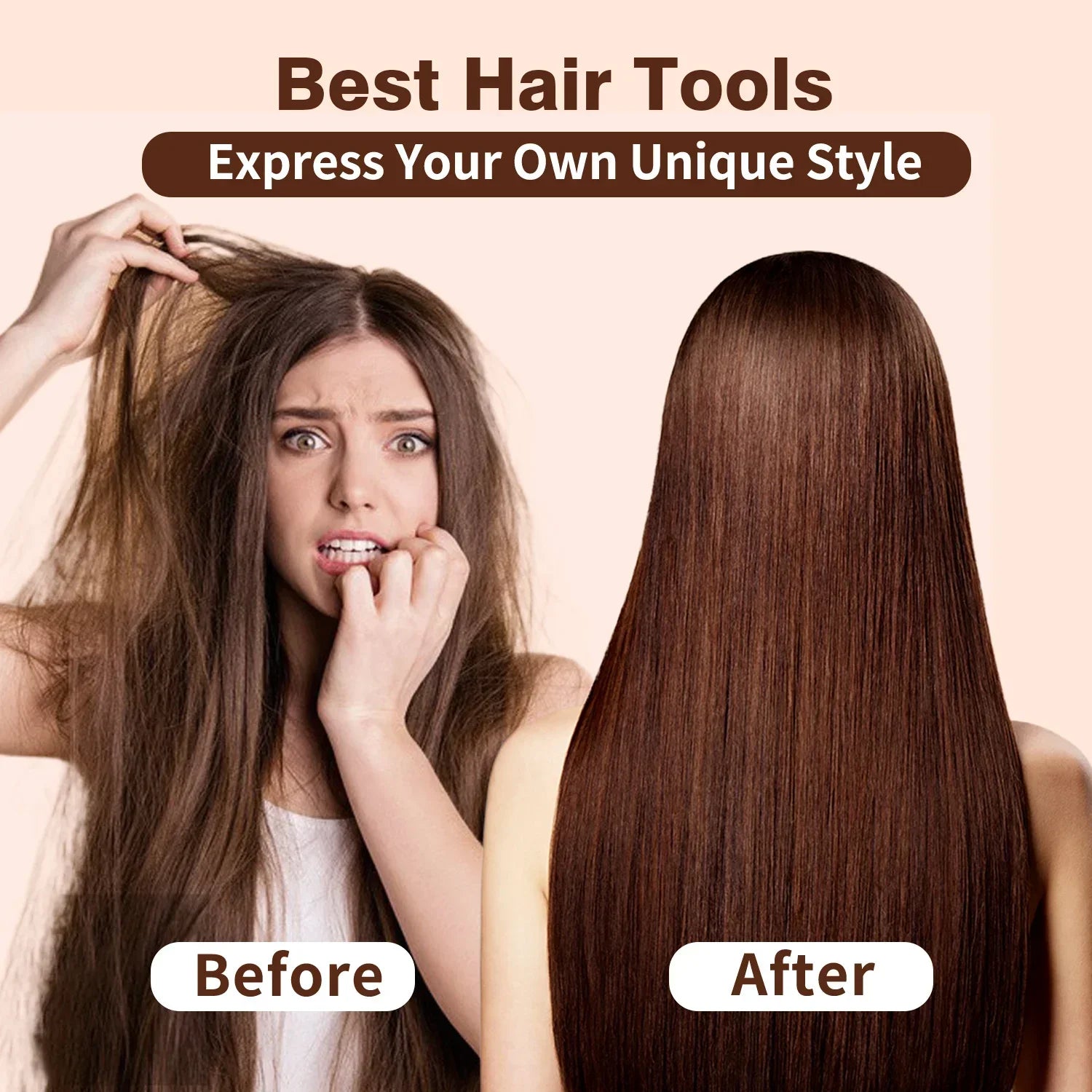 Rechargeable 2-in-1 White Hair Straightener with Airflow 110,000RPM, Travel-Friendly