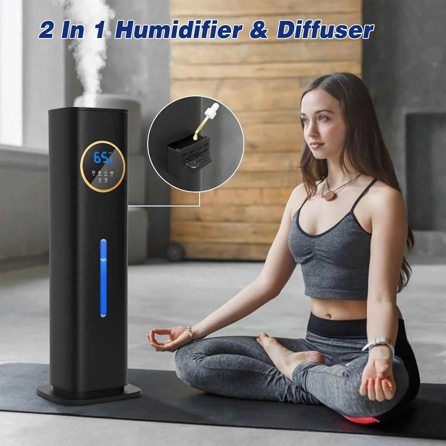 Large Room Top Fill Humidifier with 360° Nozzle & Adjustable Mist Levels
