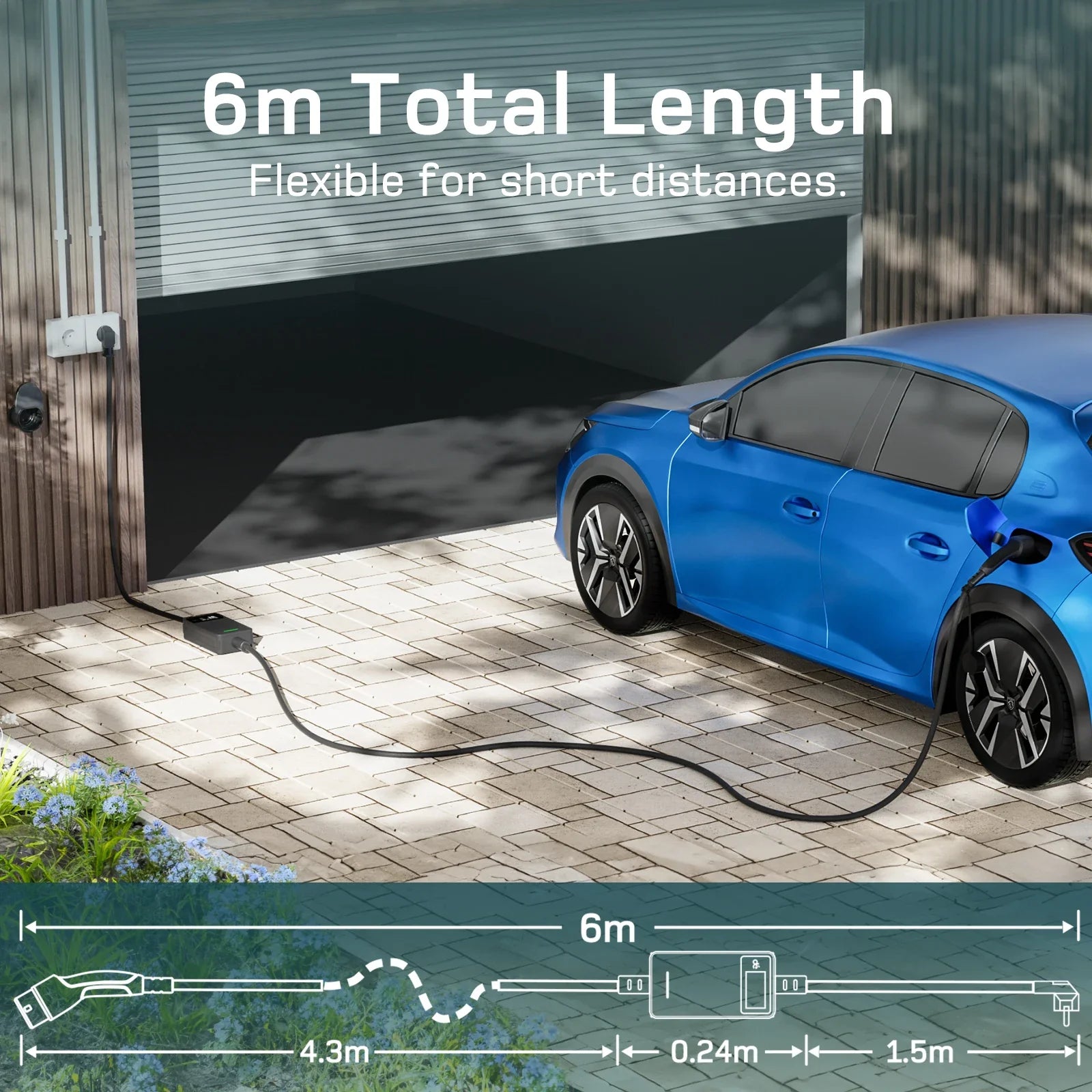 Smart Adjustable 3.7kW EV Charging Cable for Home