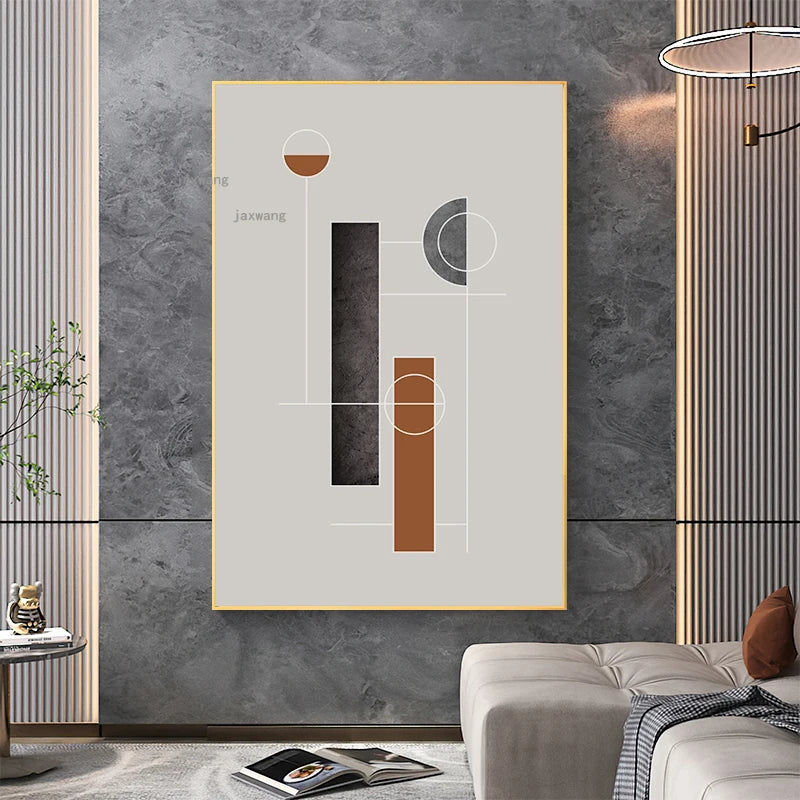 Abstract Geometric Canvas Wall Art Luxury Room Mural for Living Room or Bedroom
