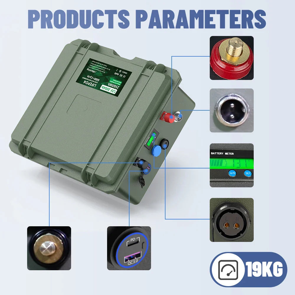 12V 100Ah LiFePO4 Battery with Bluetooth and USB Output