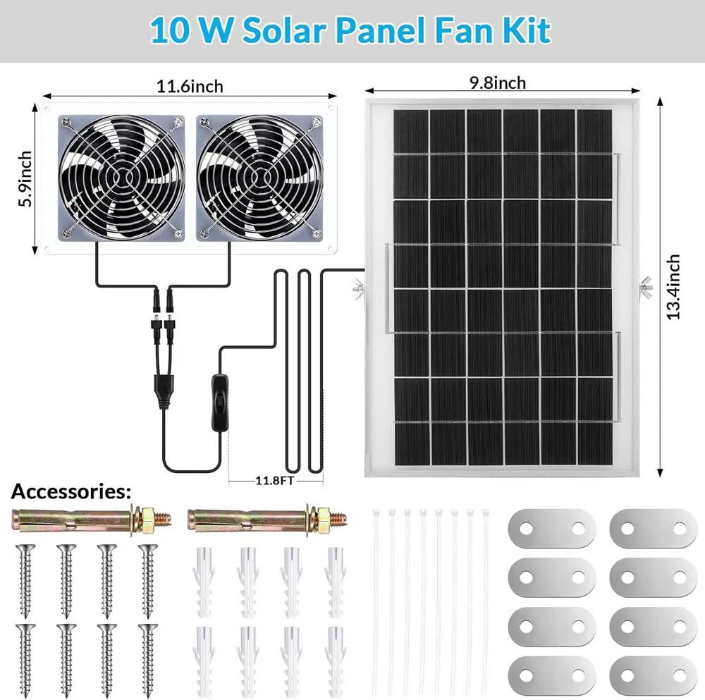 10W Solar Ventilator with Auto Temperature Control for Greenhouses & Sheds