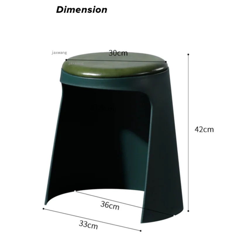 Modern Plastic Stackable Stool 36x42cm Minimalist Footrest for Living Room, Bedroom or Office