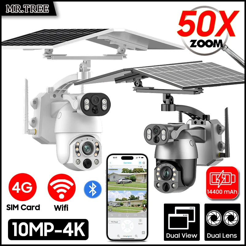Dual Lens 10MP Outdoor Solar PTZ Camera