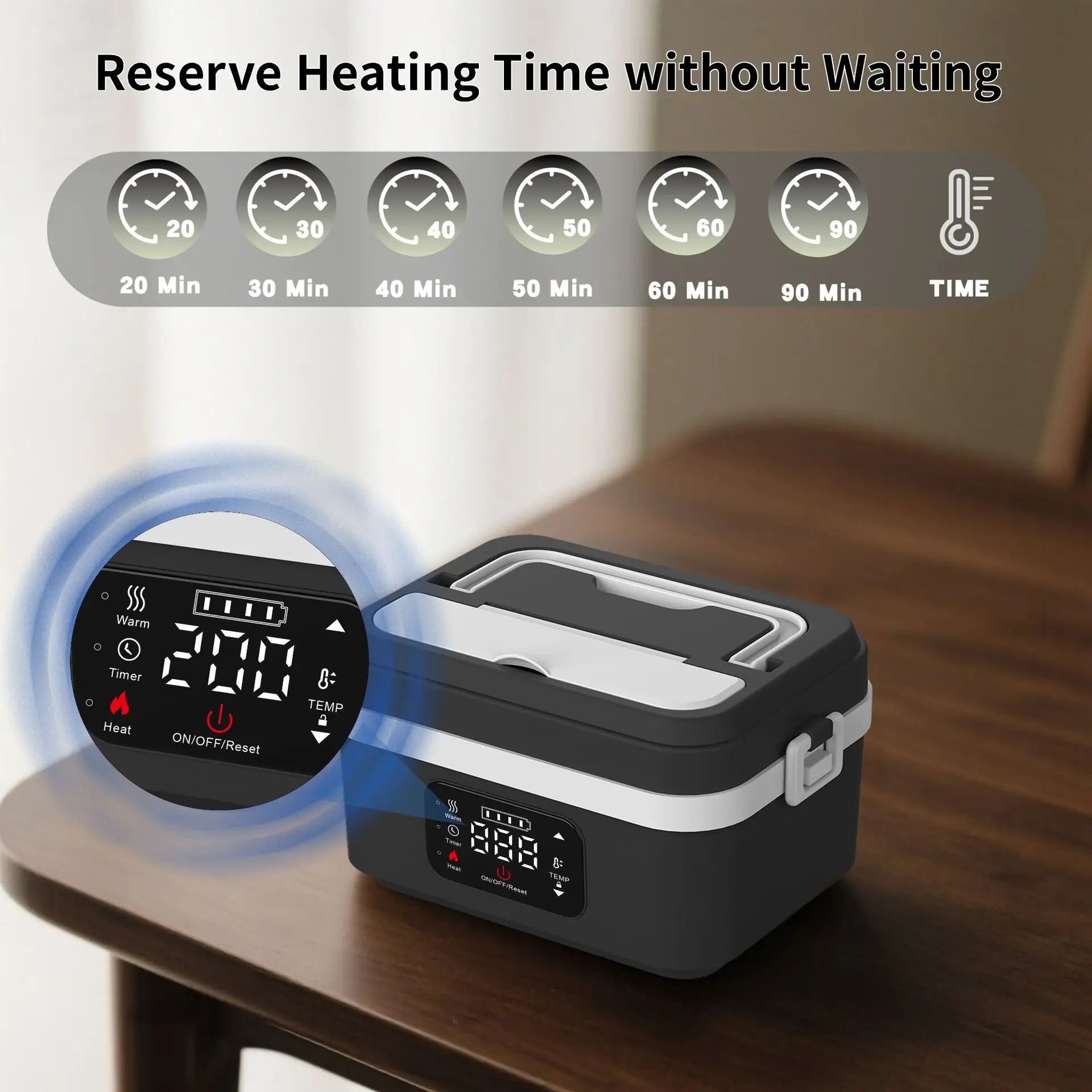Portable 8000mAh Heated Lunch Box with Smart Food Warming for Work School or Travel