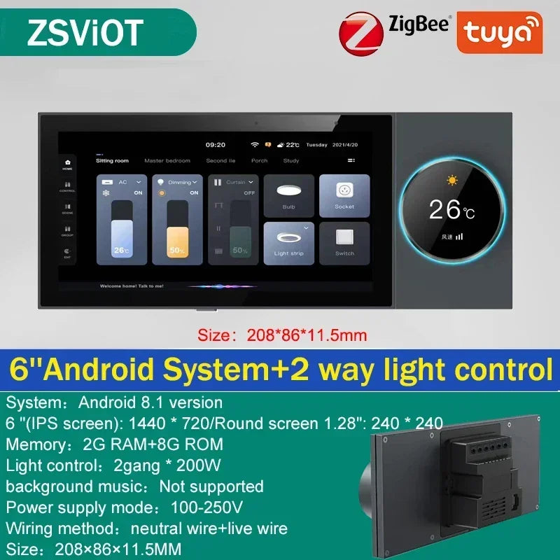 6-Inch Smart Home Panel with Knob and Voice Control