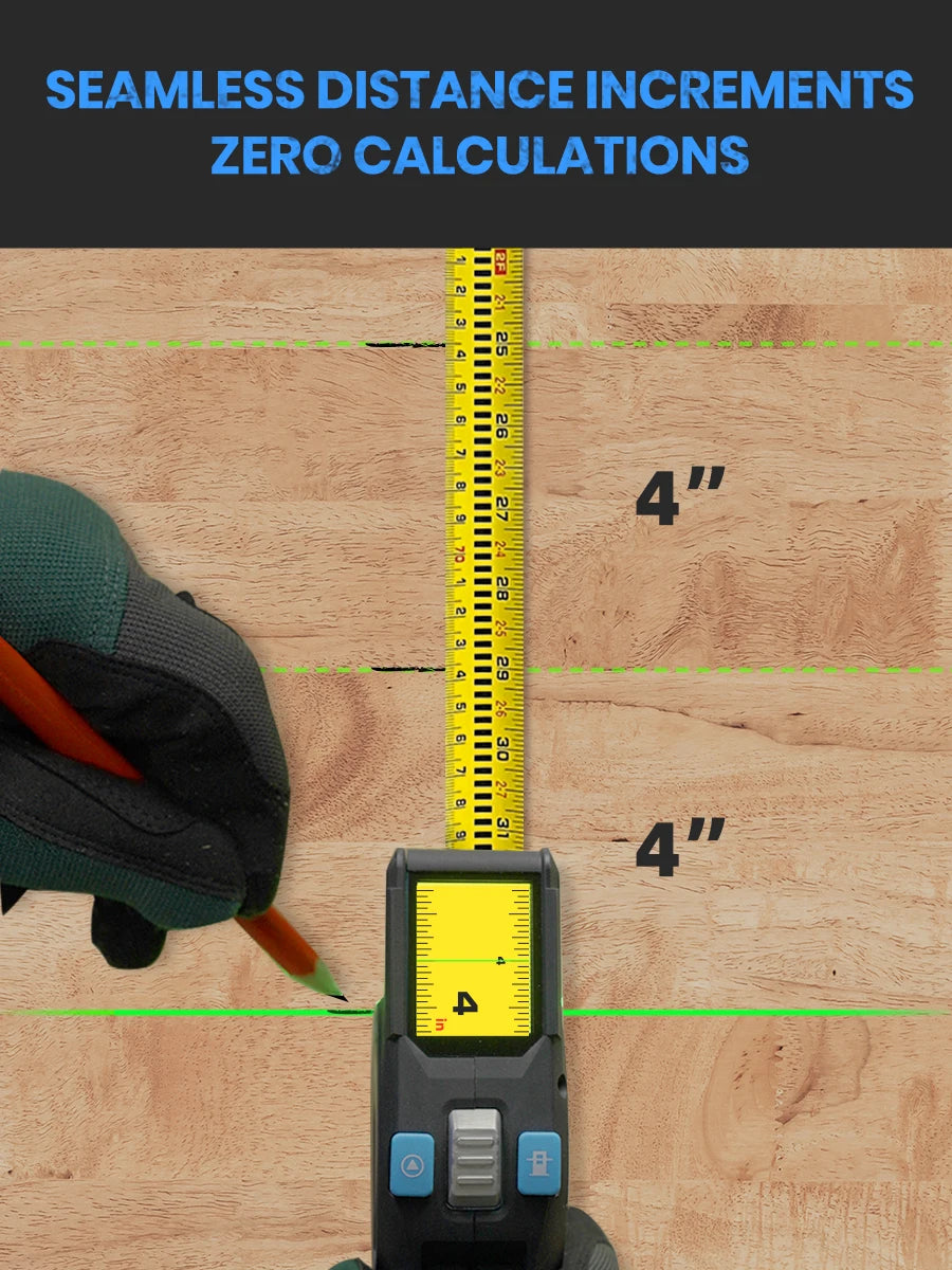 100M Laser Tape Measure with Green Line Marking and Smart Digital Display