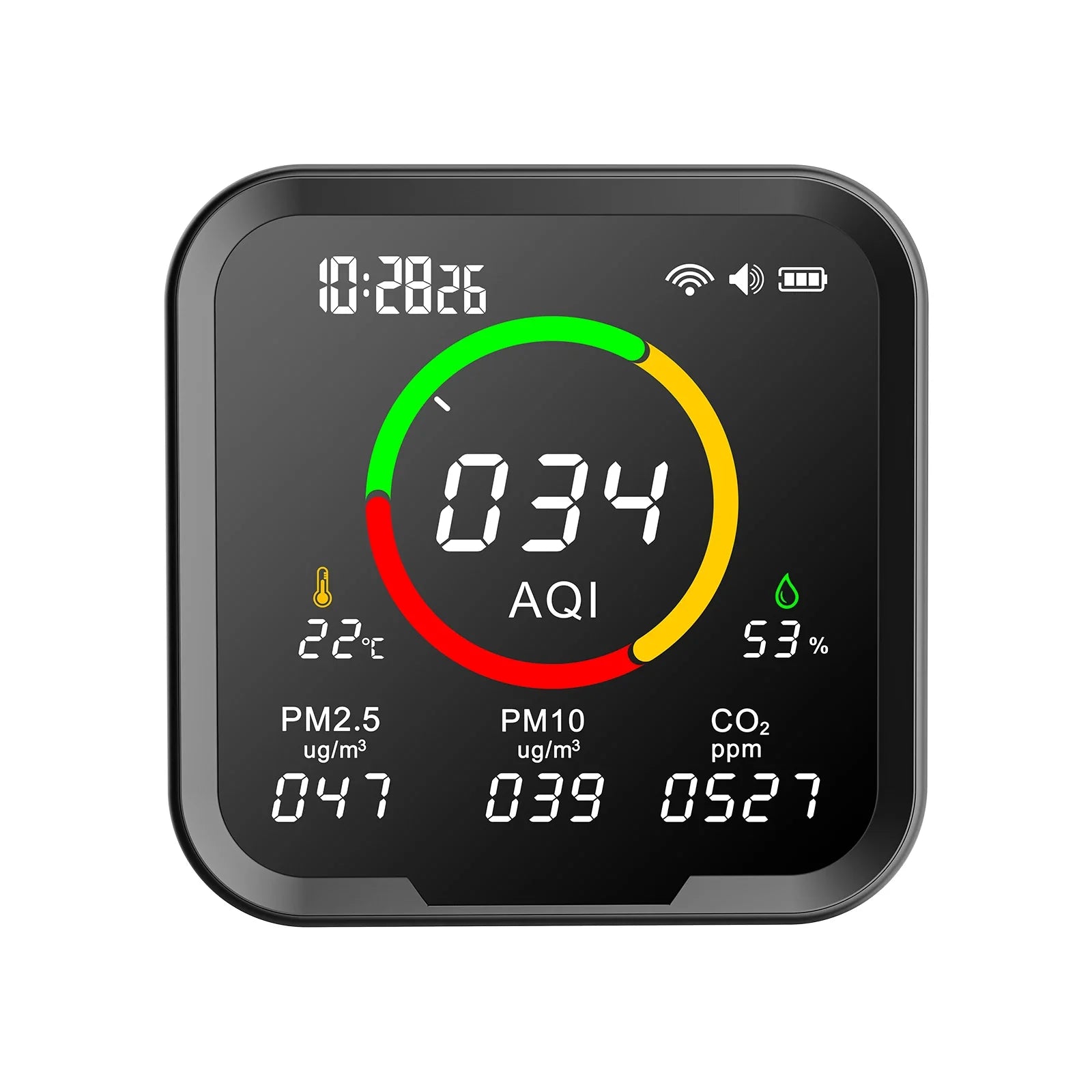 Smart WiFi 6-in-1 Air Quality Monitor with LCD - PTH-9AW
