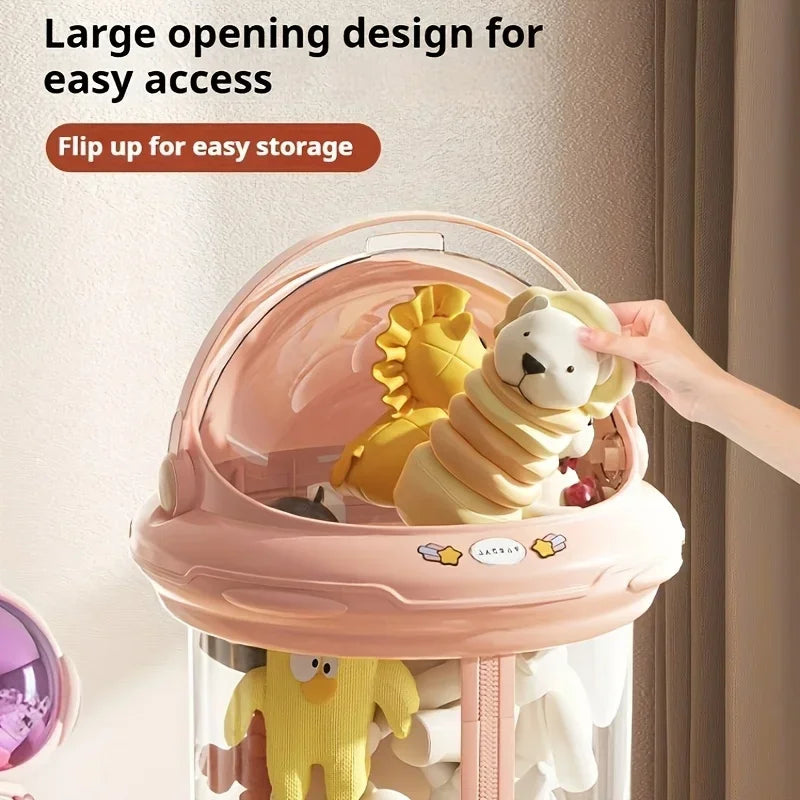 172cm Transparent Doll Storage Bin with LED & Wheels