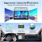 Portable 9" 2-Din Car Stereo with Wireless Android Auto with Rear Camera