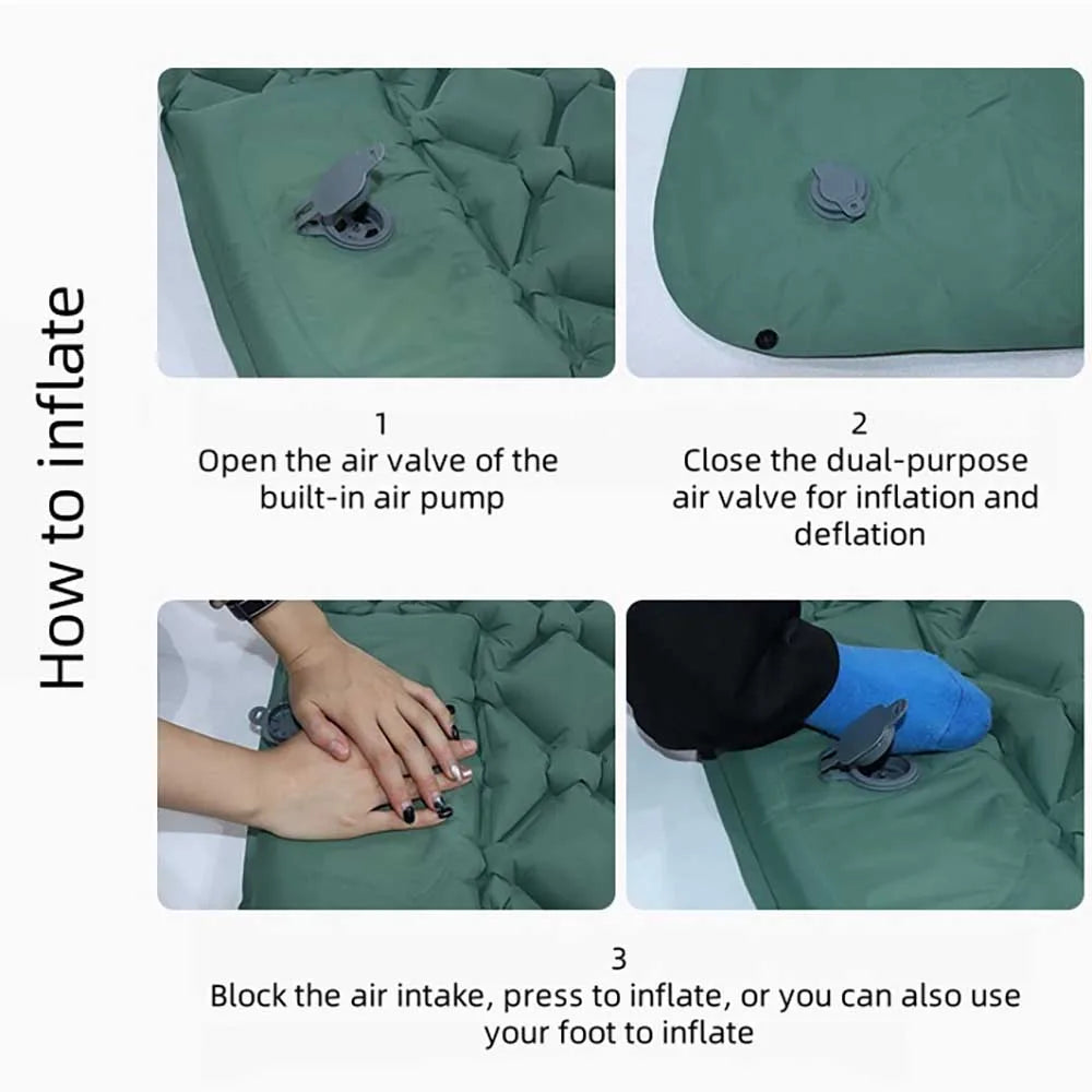 Portable Double Inflatable Camping Mattress Self-Inflating Sleeping Pad for Hiking, Beach & Outdoor Adventures