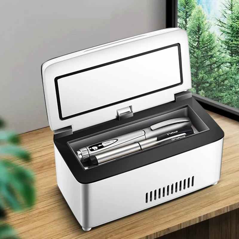 White 13600mAh USB-Powered Mini Medical Fridge Quiet Portable Cooler for Insulin & Pills