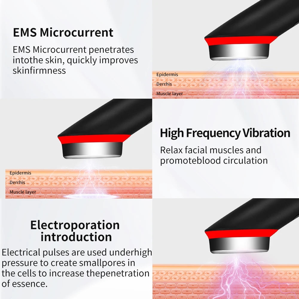 7-Color LED Facial Massager with EMS Microcurrent & Skin Rejuvenation – Rechargeable, Home Use