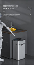 15L Smart White Trash Bin with Automatic Lid