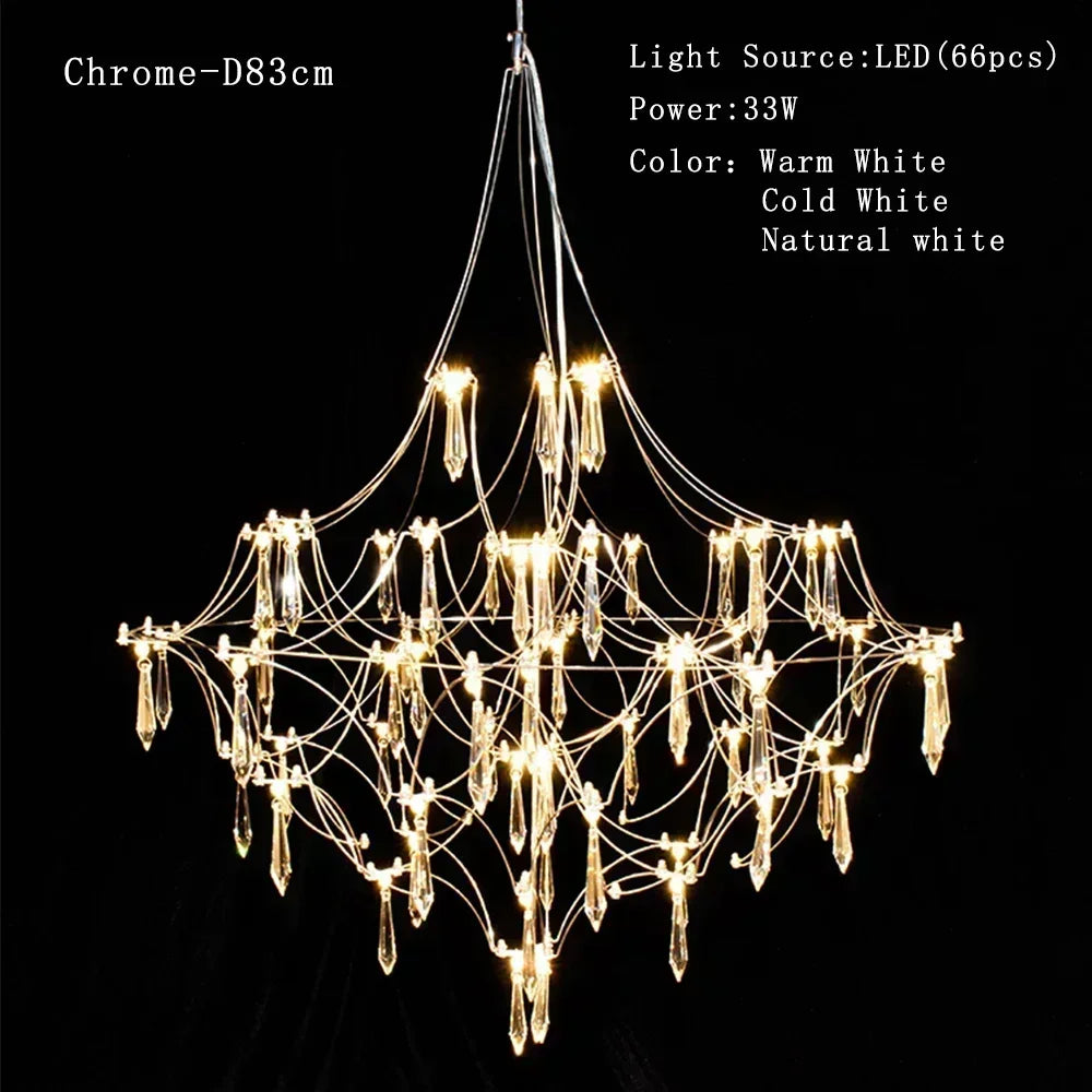 Chrome Hanging Crystal Lamp for Living & Dining Room