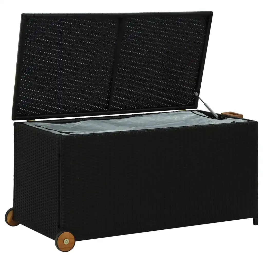 120cm Outdoor Storage Box with Wheels – Waterproof Rattan Deck Chest