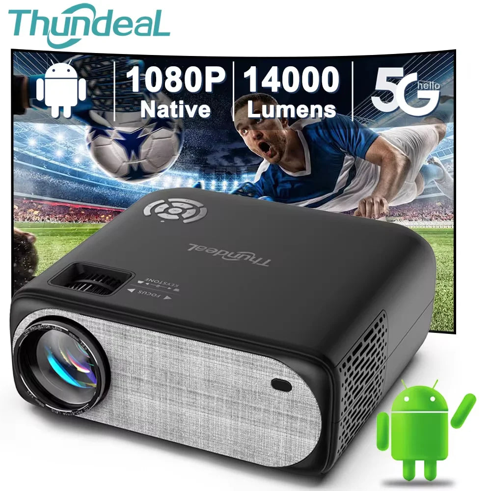 1080P Android Projector with 300" Display and Bluetooth