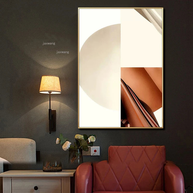 Abstract Geometric Canvas Wall Art Luxury Room Mural for Living Room or Bedroom