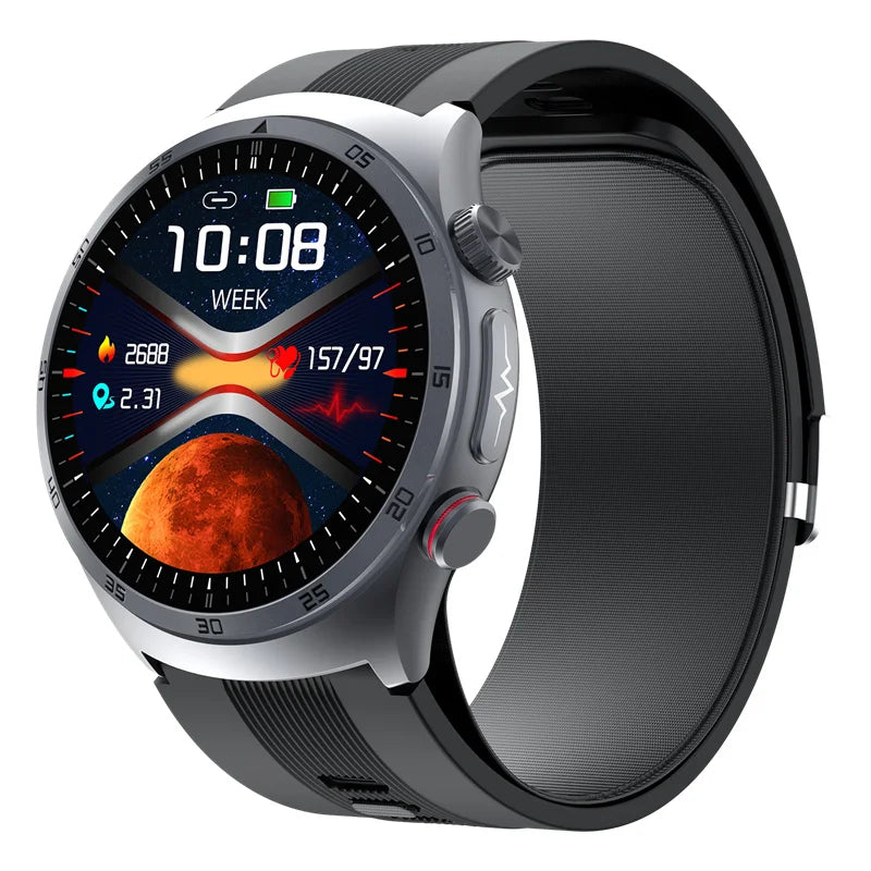 Black Smartwatch with Medical-Grade ECG & Fitness Tracker