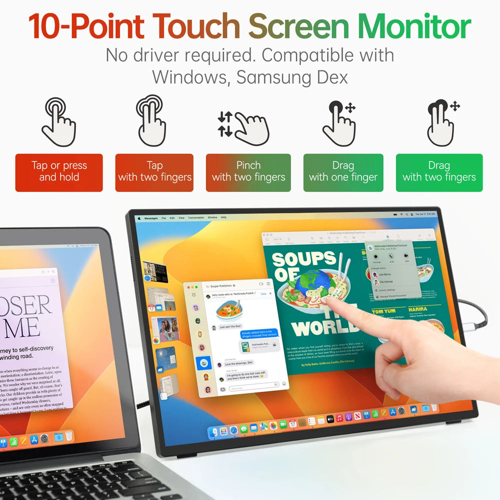 16" 3K Touchscreen Portable Monitor with USB-C and HDMI