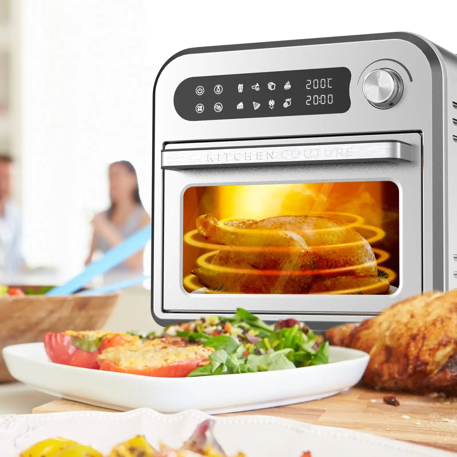 10L Compact Air Fryer Oven with Touch Controls & 7 Preset Functions – Silver