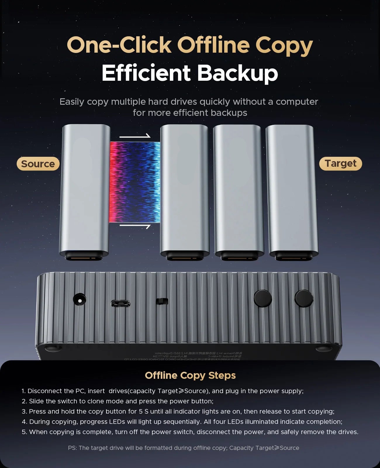 2-Bay M.2 NVMe SSD Clone Docking Station with 40Gbps Speed