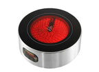 Induction cooktop with red heating element on a white background