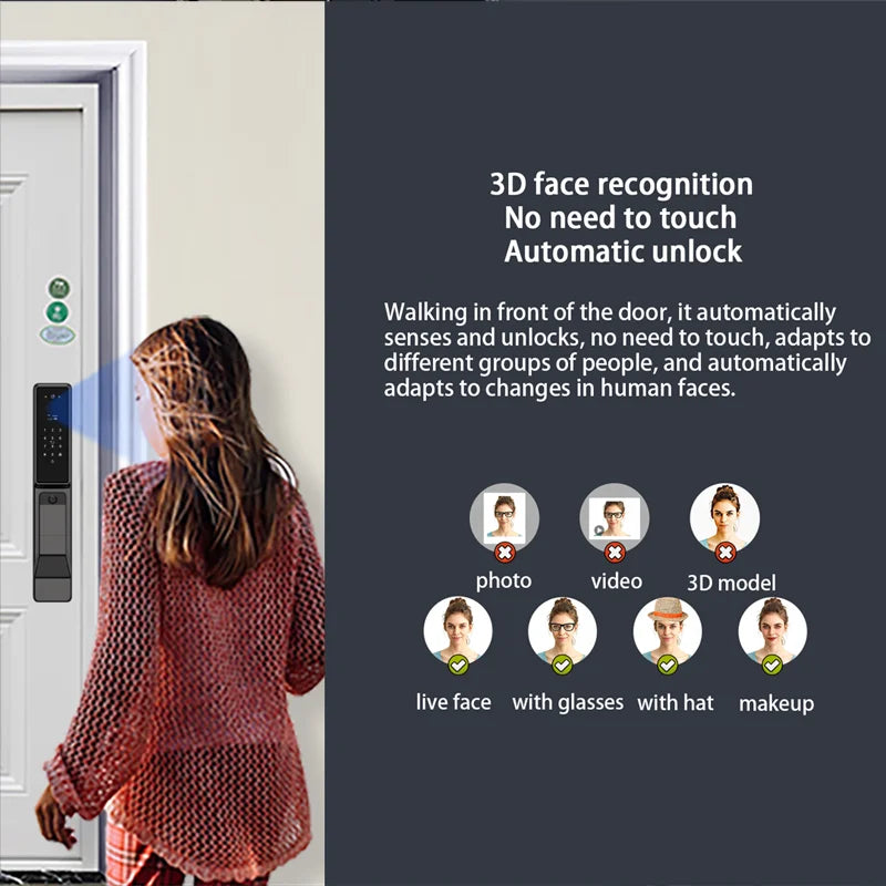 Outdoor Waterproof Smart Door Lock with Face & Fingerprint
