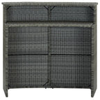 120cm Grey Rattan Outdoor Bar Table with Powder-Coated Steel Frame & Shelf