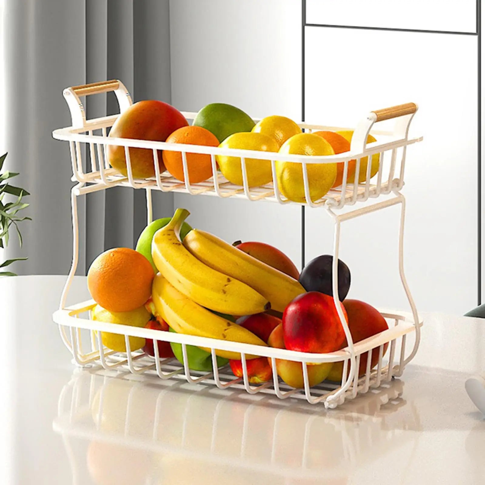 Black Steel Kitchen Storage Rack for Fruit and Veggies