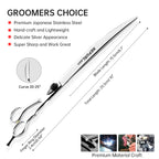 Professional 10-Inch Straight Pet Grooming Scissors Polished Silver, 440C Steel Blades