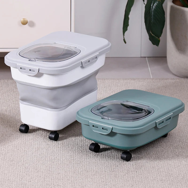 10L Grey Foldable Pet Food Storage Container