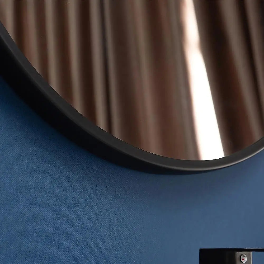 70cm Round Wall Mirror with Black Frame – Modern Bathroom & Makeup Design