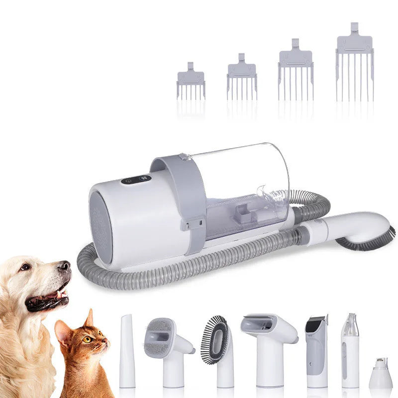 7-in-1 White Pet Grooming Kit with Low Noise Vacuum