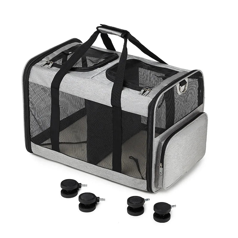 Travel Pet Trolley Bag for Small Animals – Foldable & Breathable