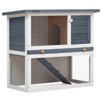 Wooden Outdoor Rabbit Hutch with Ramp & Pull-Out Tray – Grey 90x45x80cm