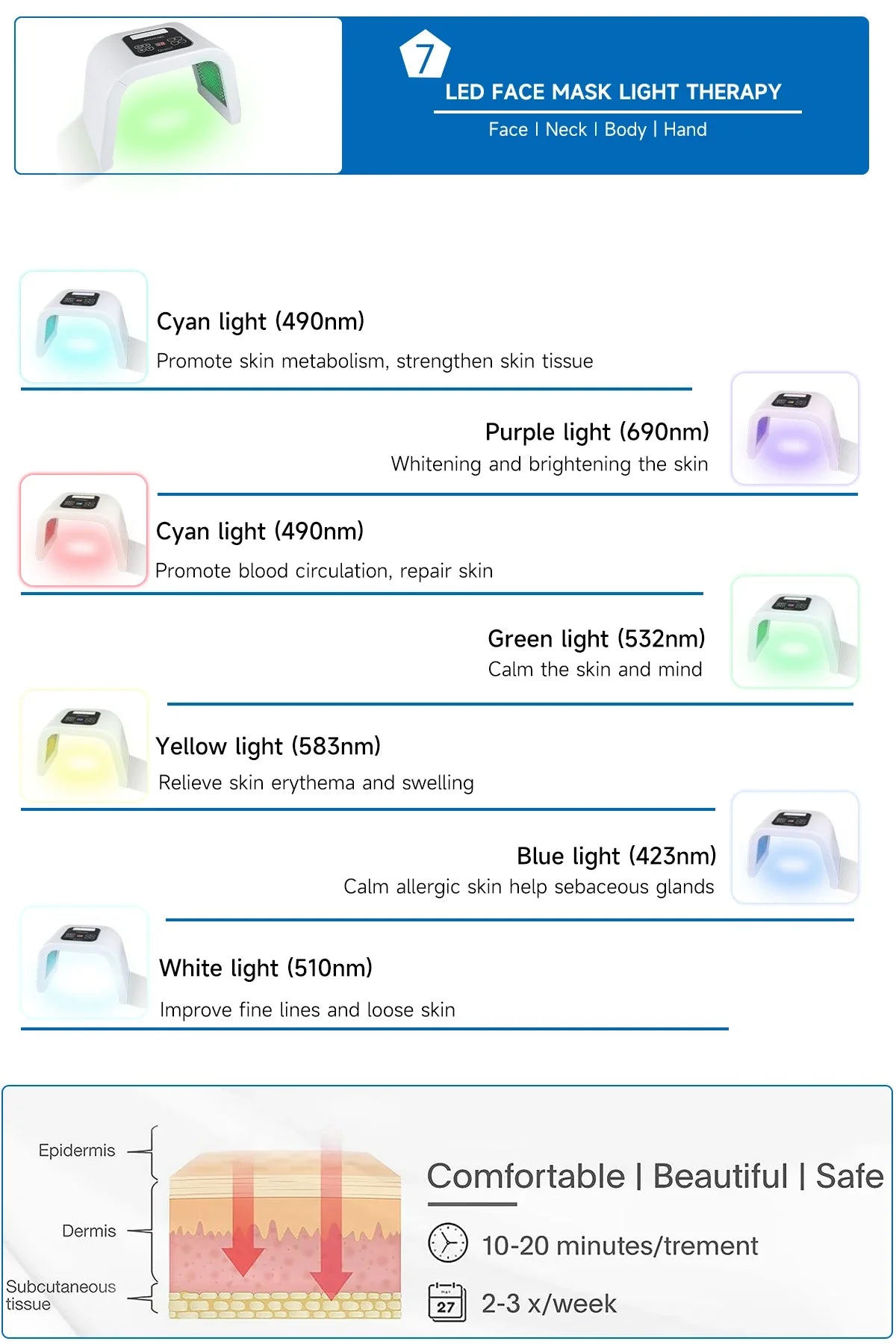 LED Light Therapy Facial Mask – Anti-Aging AU Plug