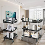 Heavy-Duty Catering Trolley with 3 Spacious Shelves for Restaurant and Kitchen Black