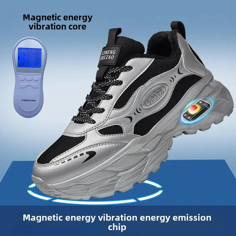 40-Silver Grey Warm Sports Shoes with Electric Massage & Vibration