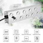 10 Head Ultrasonic Mist Maker with 12V Power for Greenhouse & Hydroponics