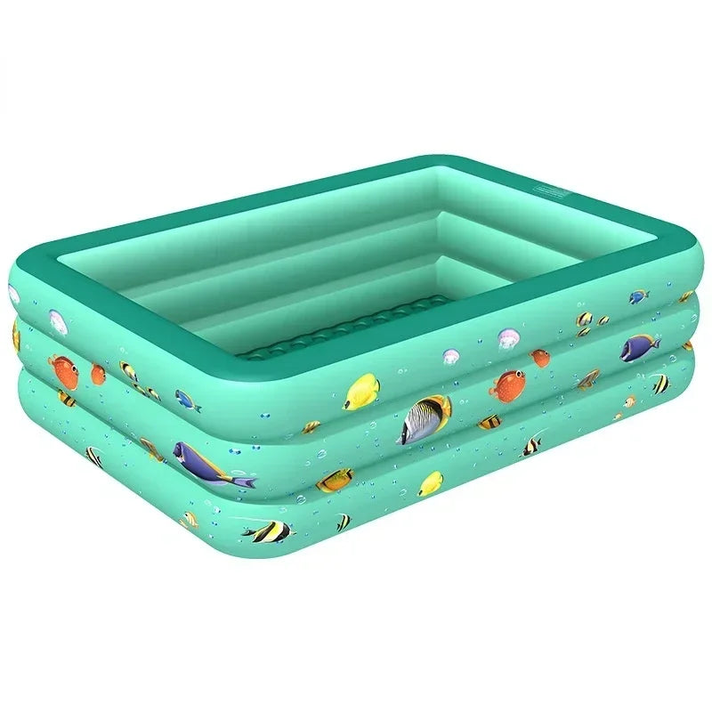 Portable Inflatable Swimming Pool Rectangular Outdoor Pool Tub for Family Summer Fun