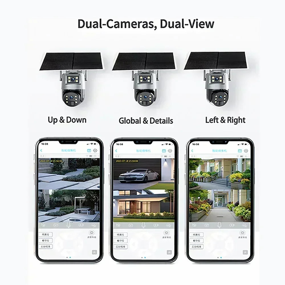 Portable 8MP 4K Solar WiFi Outdoor Camera with Dual Lens, PTZ, Full-Color Night Vision & Two-Way Audio