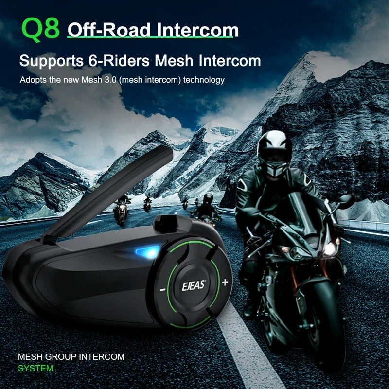 2-Pack Bluetooth Motorcycle Intercom Set with Music Sharing