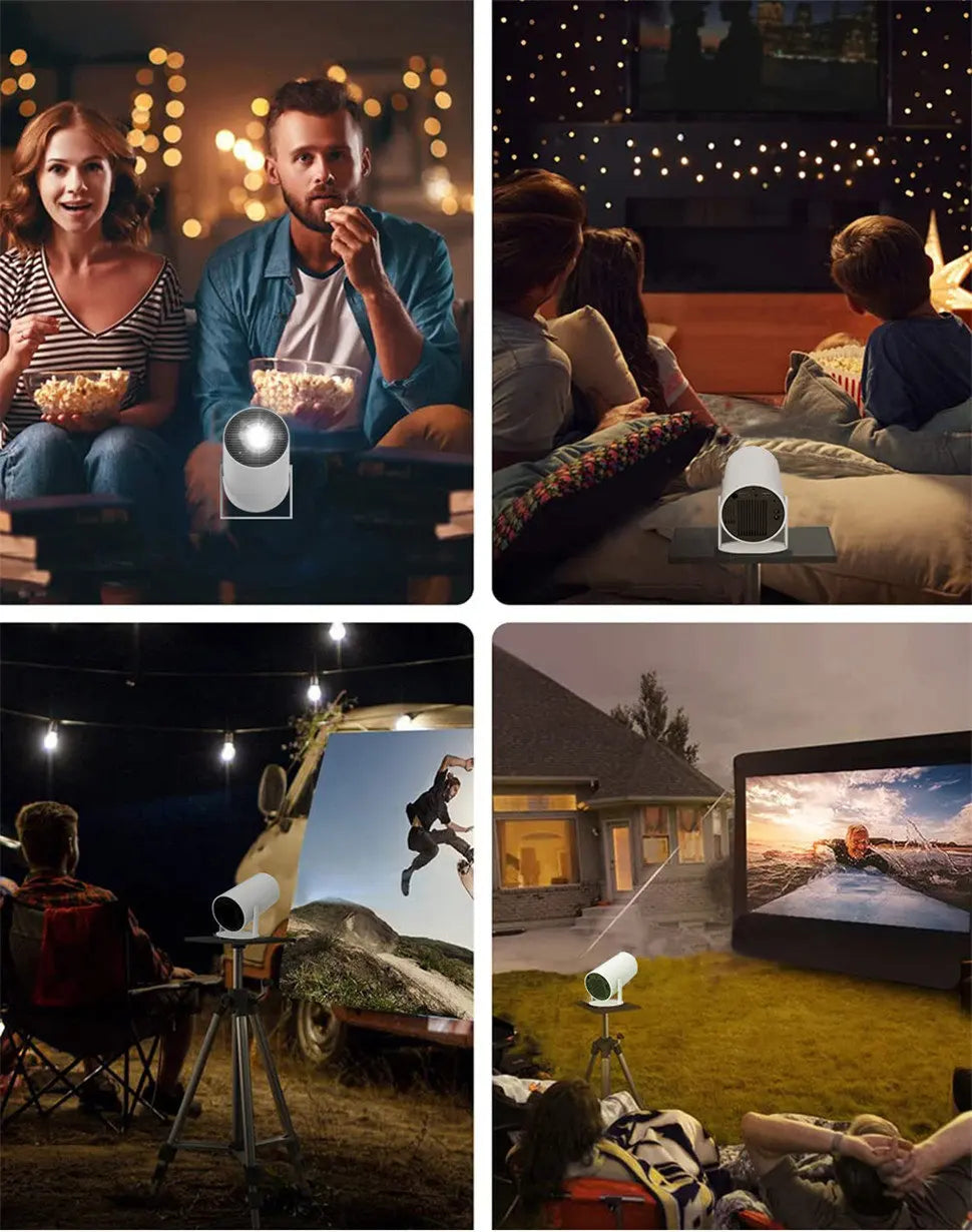 Black 4K-Support Home Projector, 1280x720P, Wi-Fi & Bluetooth, Android 11 + Carry Bag AU Plug