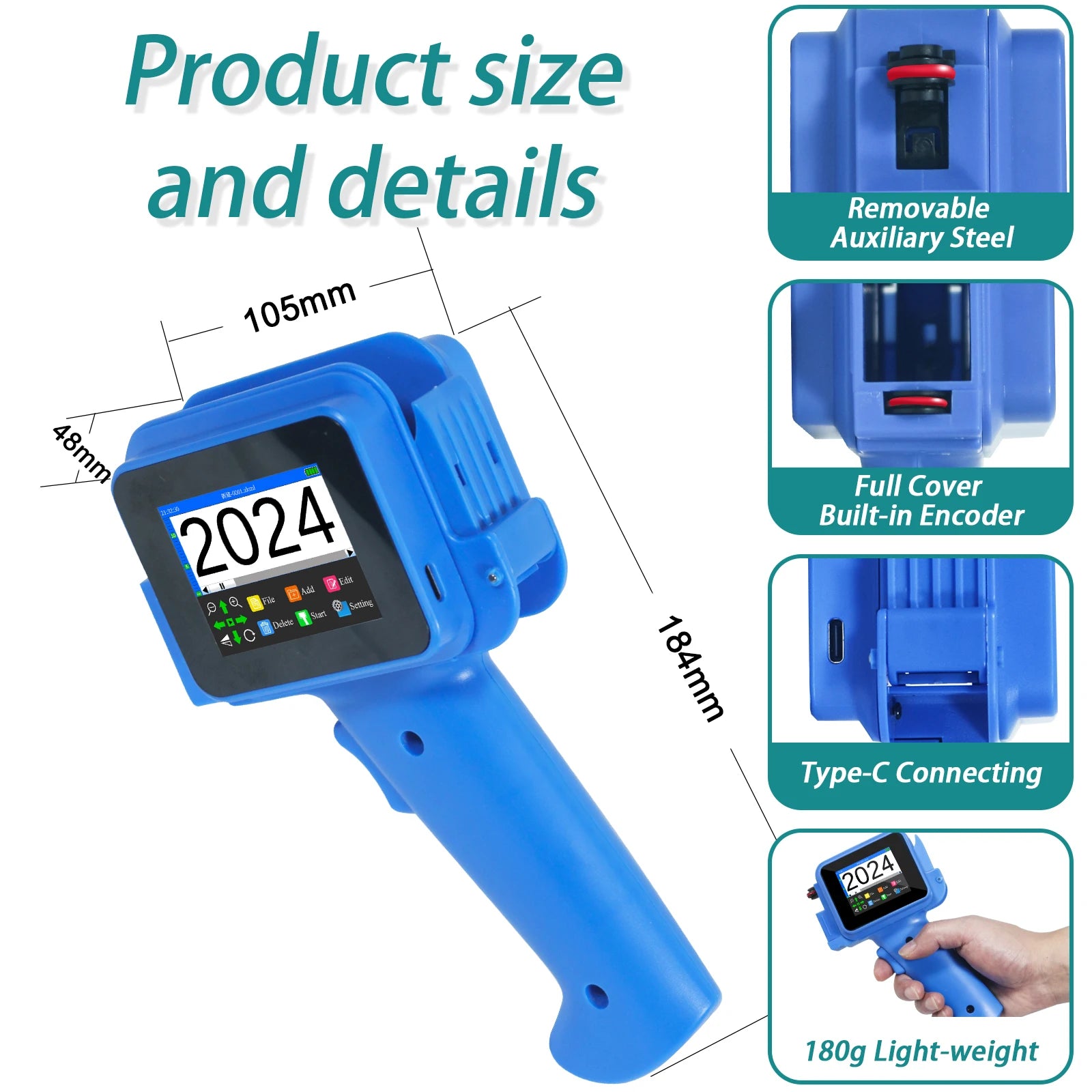 12.7mm Mini Handheld Inkjet Printer for QR and Barcode