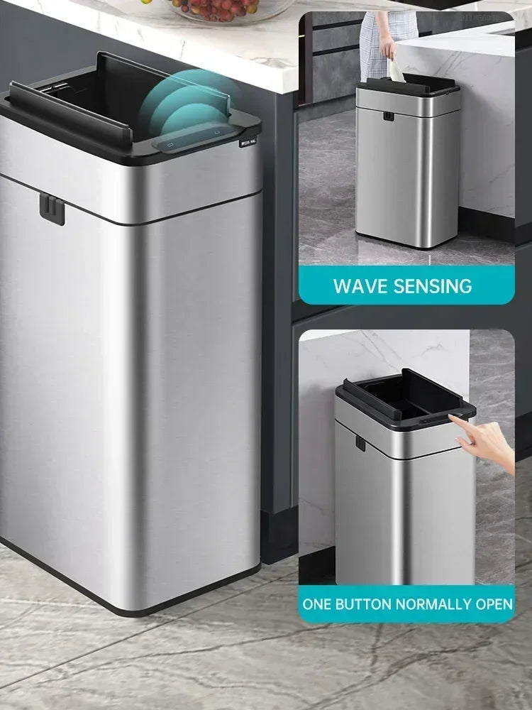 15L Smart White Trash Bin with Automatic Lid