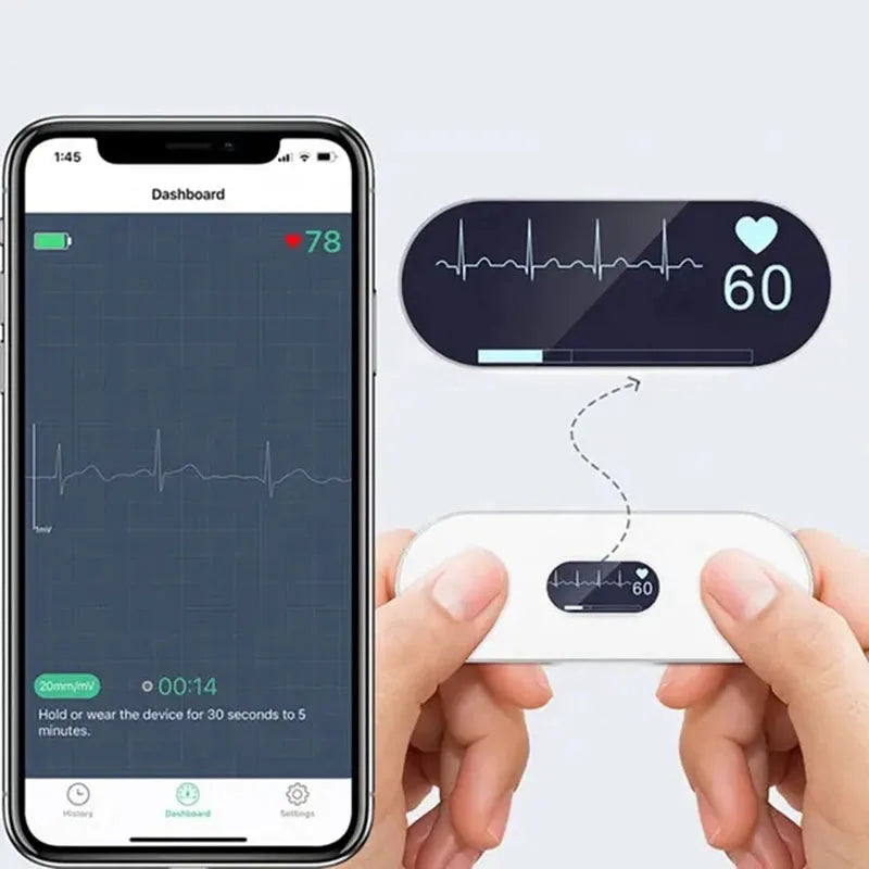 Handheld ECG Heart Rate Tracker with Rechargeable Battery